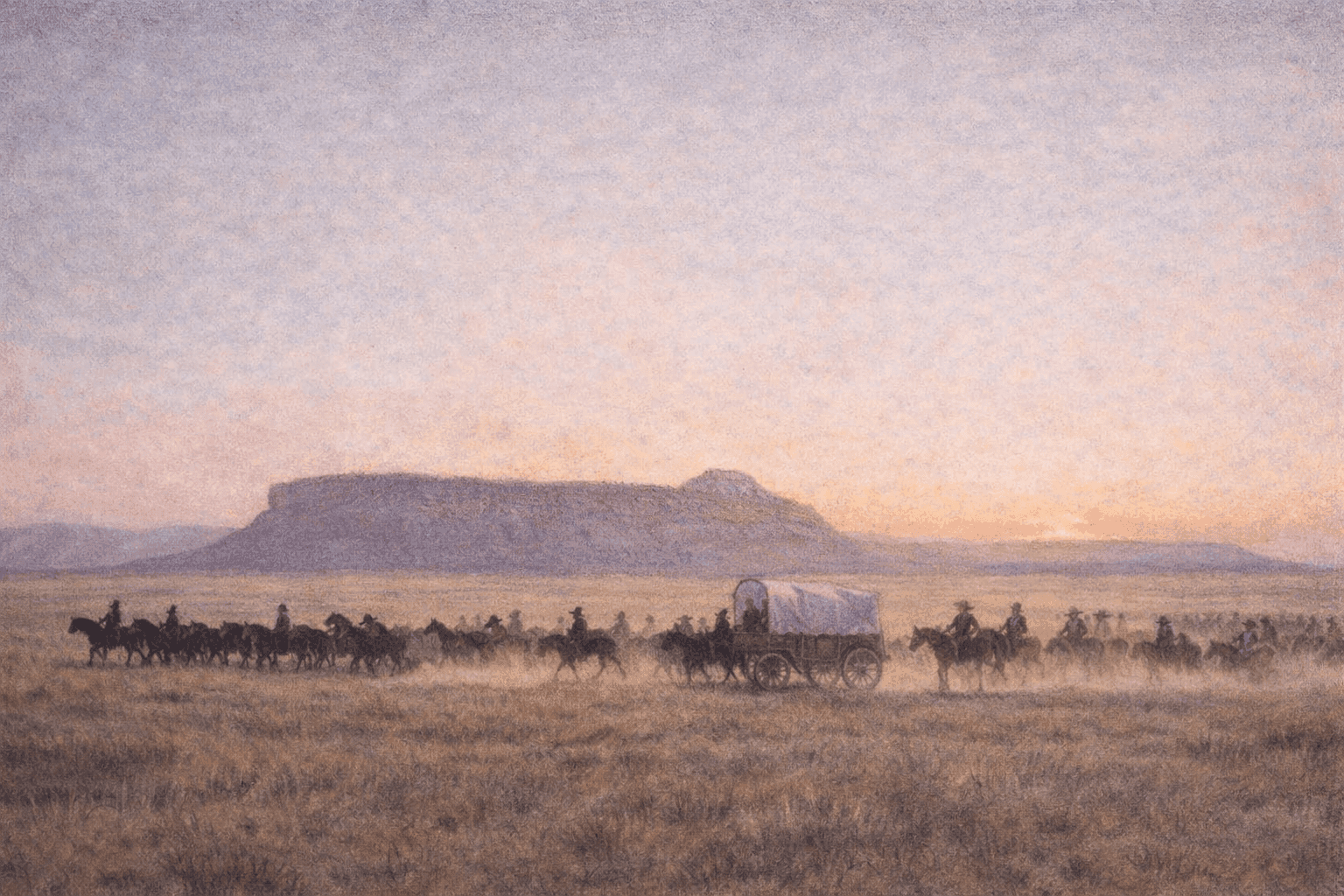 Wagon Train at Dawn
